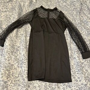 BloomChic Black Dress with Sheer Sleeves